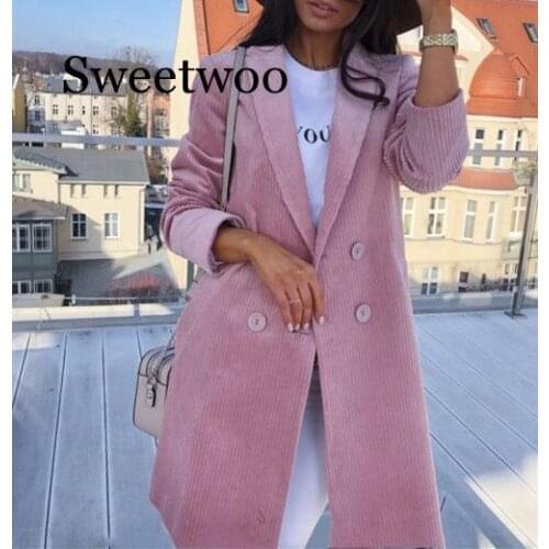 Fashion Slim Blazer Jacket Womens Coat Long Sleeve Elegant Double Breasted Clothes Jacket Coat Female Lady Plus Size