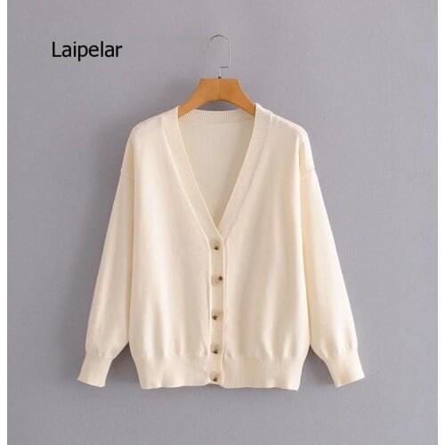 Women Oversized Thick Loose Knitted Cardigan Sweater Vintage Long Sleeve Button-Up Female Outerwear Chic Tops