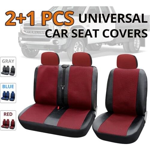 1 + 2 Seat Covers For van / van Universal With Imitation Leather Color Red /Black Blue/Black