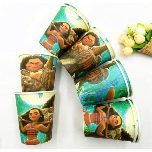 10pcs Moana Party Supplies Cup Cartoon Theme Party For Children/Boys Happy Birthday Decoration Moana Party Supplies