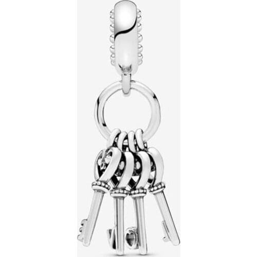 100% Real 925 Sterling Silver Love Key Charm Fit Original 3mm Bracelet Bangle For Women Birthday Fashion Jewelry Gift