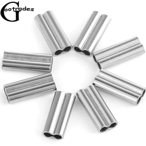 100pcs Double Oval Copper Tube Fishing Line Crimping Sleeves Tube Connector Fishing Wire Tube Fish Acceessories