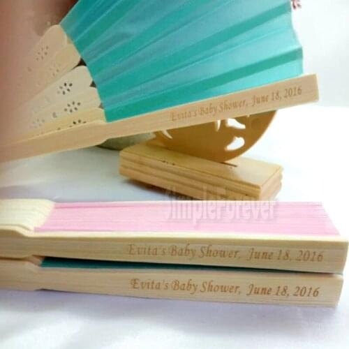 21cm Personalized Customized Silk Wedding-Gift Hand Fan with Organza Gift Bags 50pcs/lot