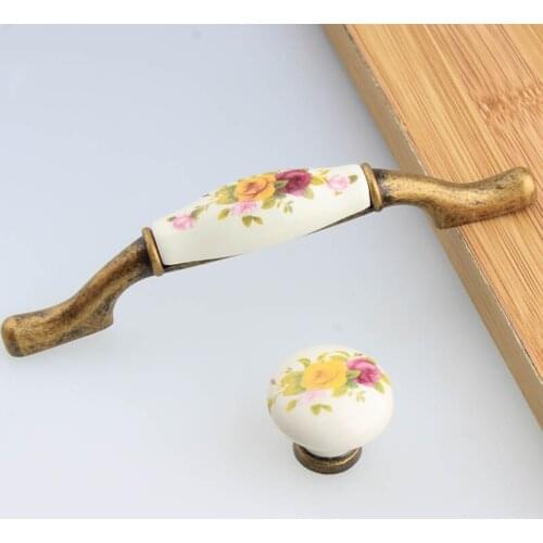 96mm rustico retro rural ceramic kitchen cabinet cupboard door handles antique bronze drawer shoe cabinet dresser knobs pulls