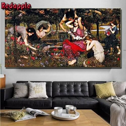 5D DIY Full Diamond Painting European ancient court woman embroidery mosaic French garden landscape mosaic Cross stitch home art