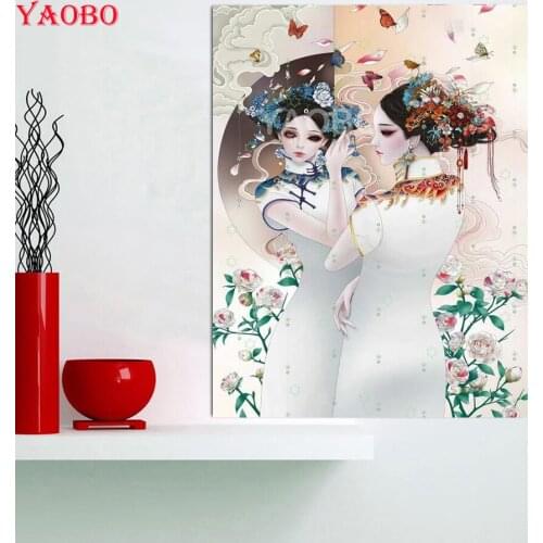 DIY Diamond Embroidery Chinese classical beauty butterfly Diamond Painting Full square Rhinestone cross stitch diamond mazayka