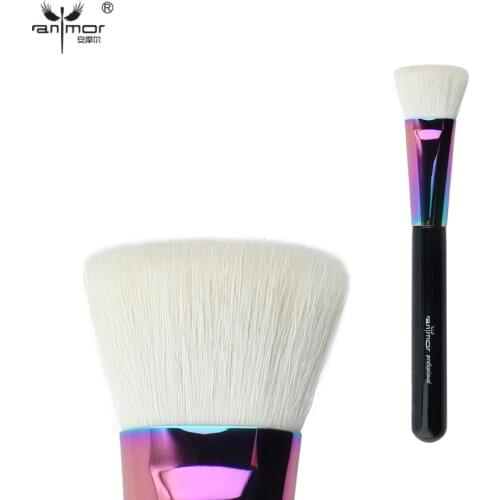 Anmor Goat Hair Flat Top Face Brush High Quality Black Professional Powder Blush Makeup Brushes for Daily Make Up Cosmetic Tool