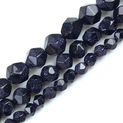 Natural Blue Sandstone Split Surface Faceted Loose Stone Beads Spacer Beads 15'Strand 6/8/10mm For Jewelry Making DIY Bracelet