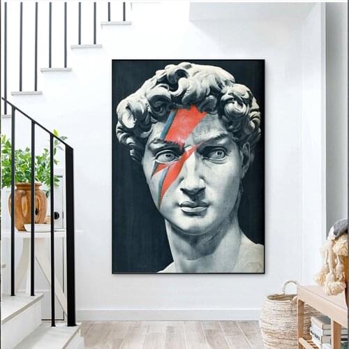 Black White Sculpture of David Canvas Paintings on the Wall Art Posters And Prints Wall Art Canvas Pictures For Living Room