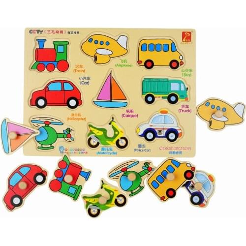 Kids Montessori Materials Educational Wooden Toys For Children Transportation 3D Puzzles Montessori Wooden Toy Baby Taffic Board