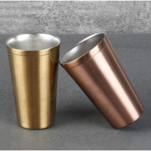 480ML 304 Stainless Steel Double-Layer Anti-Fall Drink Cup Beer Glass Water Mug