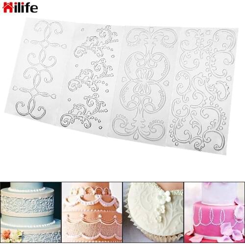 Cake Mold Baking Tool 3D Flower Checked Pattern for Wedding Cake Sugarcraft Fondant Lace Mould DIY Cake Decorating Tool