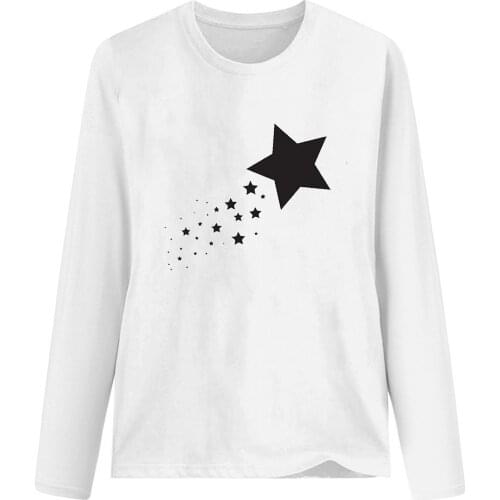 Oversized t-shirt Womens Printed Casual Loose kawaii Round Neck Long Sleeve T-shirt Tops футболка оверсайз camisetas de mujer
