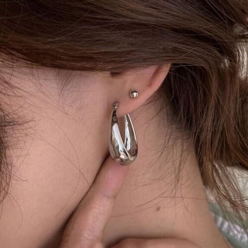 Geometric Oval Earrings For Women Fashion Jewelry Simplest Metal Gold Silver Color Drop Earring Ladies Elegant Ear Jewellery