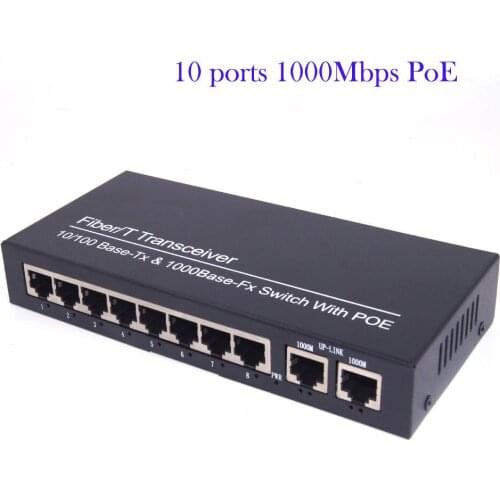 Jyttek POE Switch 10 ports 1000M Gigbit (8 ports POE+2 ports Uplink) for POE IP cameras