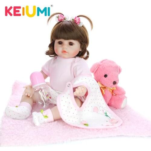 KEIUMI Lovely 18 Inch New Style Reborn Baby Lovely Girl Doll With Cloth body Vinyl Baby Toy Doll For Childrens Day Gift
