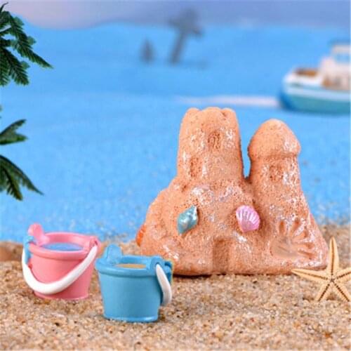 ZOCDOU 1 Piece Summer Sandy Beach Bucket Sand Sculpture Small Statue Figurine Crafts Figure Ornament Miniatures DIY Garden