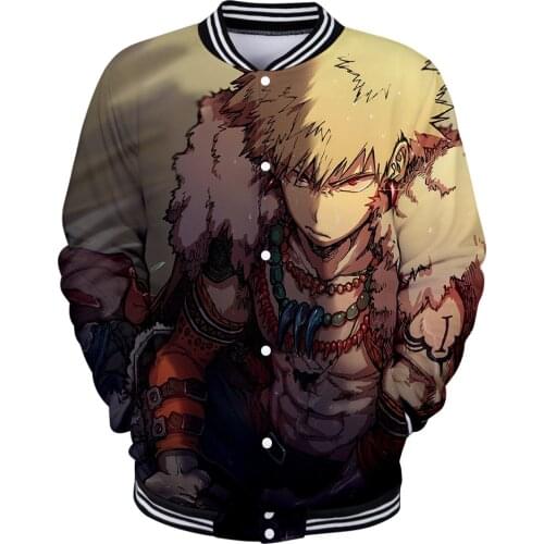 My hero college 3D Printed Zip-up Jacket Baseball Uniform Outerwear Unisex Long Sleeve Casual Baseball Jacket Men Hip Hop Hoodie