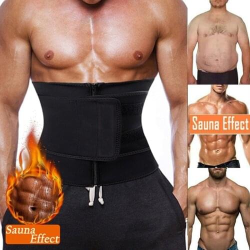 Men Neoprene Body Shaper Sauna Workout Waist Trainer Trimmer Weight Loss Sweat Belt Compression Fat Burining Girdle Shapewear