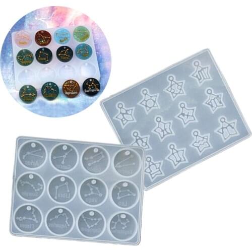 New Silicone Resin Mold 12 Constellation Pendant for Jewelry Making Necklace Hanging Ornaments DIY Handmade Craft