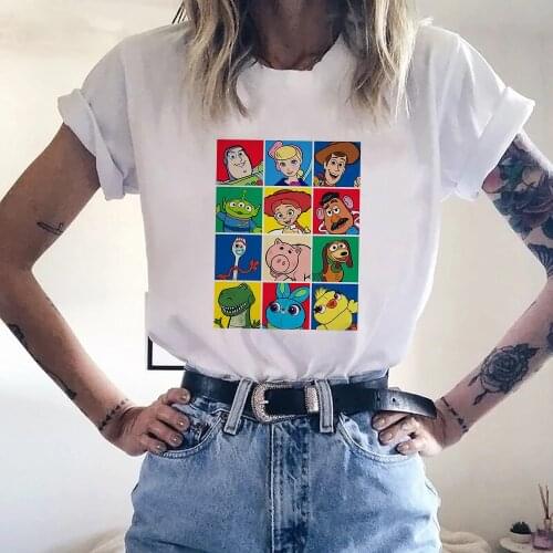 New Women T-Shirts Cute Toy Story Cowboy Woody Big Family Printed Tops Tees Female T-shirt White Tshirt Lady Casual Unisex Tops