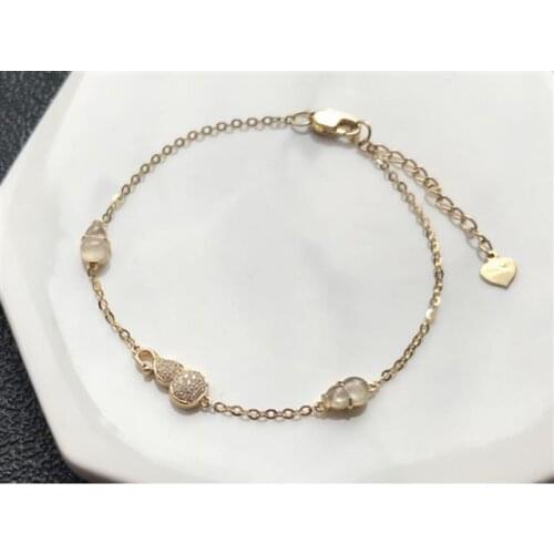 New designer craft natural gourd inlaid diamond chalcedony bracelet elegant light luxury charm womens brand silver jewelry