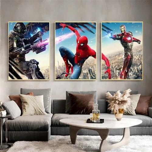 Pop Marvel Superhero 3 Pieces/Set Canvas Painting Spiderman Iron Man Posters Wall Art Picture For Living Room Home Decor Cuadros