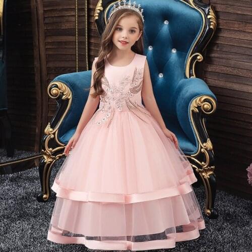 Christmas Girl Dress For Evening Prom Party Costume Teenage Girls Kids Clothes Wedding Birthday Gown Girl Red Clothes New 2020