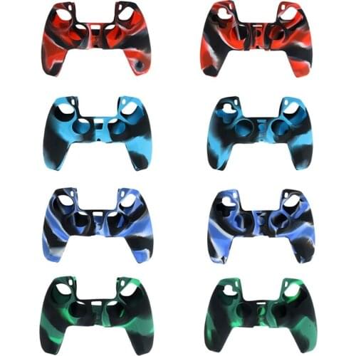 Camouflage Handle Sleeve Silicone Case Dustproof Skin Protective Cover Anti-Slip for S-ony PlayStation PS5 Controller