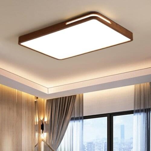 LED Ceiling Light Nordic Walnut Wooden Ceiling Lamps Living Room Bedroom Study Surface Mounted Lighting Fixture 6.5cm Height