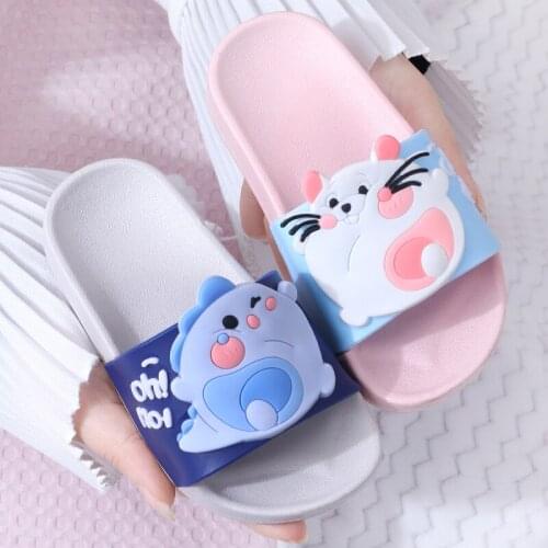 Children slippers summer boys home shoes kids girls indoor non-slip soft bottom bathroom slippers cute cartoon sandals beach