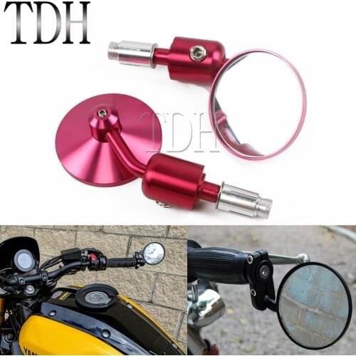 Motorcycle 7/8" 22mm Bar End Rear Mirrors Motorbikes Handlebar Side View Mirror For Yamaha Cafe Racer Cruisers Chopper