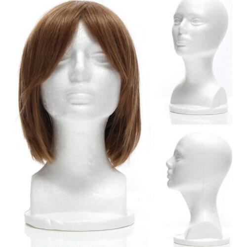 Female White Deflection Head Polystyrene Styrofoam Foam Head Model Stand Wig Hair Hat Headset Mannequin Head Display Stand Rack