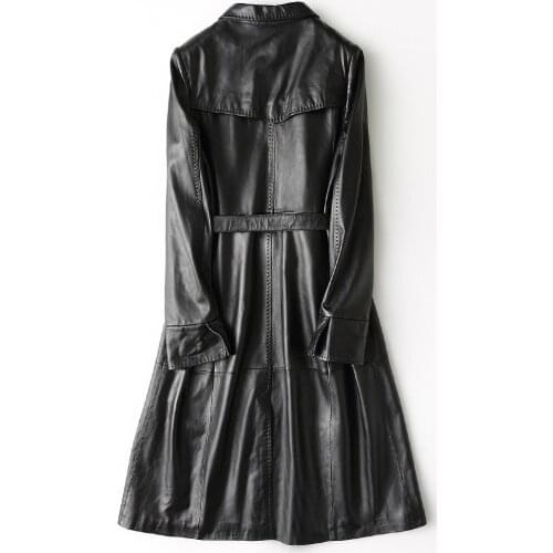 Womens Jacket Genuine Sheepskin Coat Female Long Spring Autumn Real Leather Jackets Windbreaker FXH-008 KJ3777