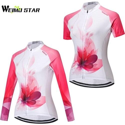 Flowers Shirt Weimostar Women Long /Short Sleeve Cycling Jersey cycling clothing Wear Bike MTB Tops Breathable Clothing Jackets