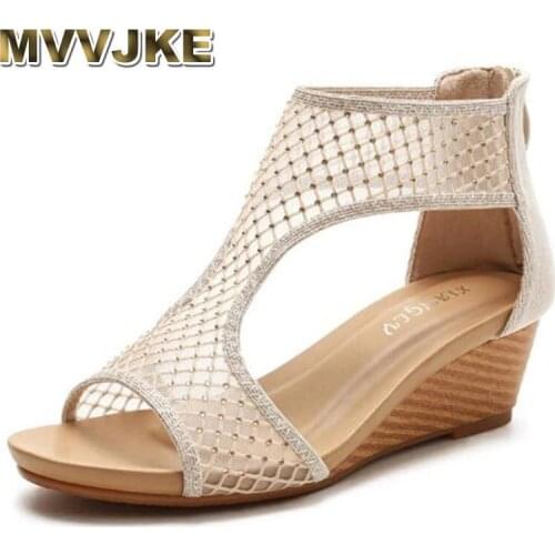 MVVJKELarge Size Roman Style 2021 New Versatile Heightened Temperament Wedge Womens Shoes Open Toe 5CM High Heel Sandals