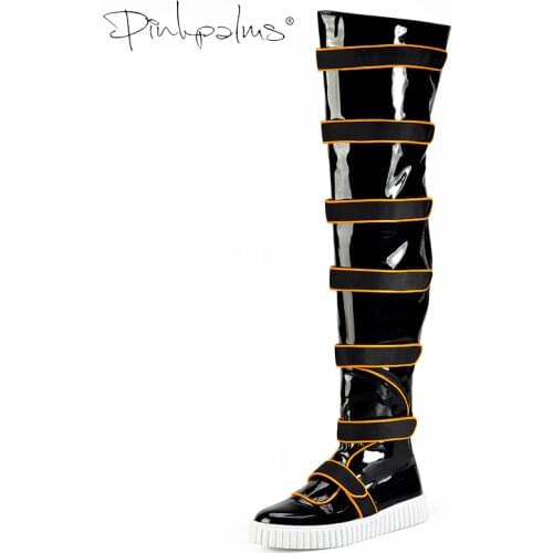 Pink Palms Women Flat Heel Boots Thick Soled Sneakers Over the Knee Boots Thick Sponge Inside Warm Winter Warm Snow Boots Black