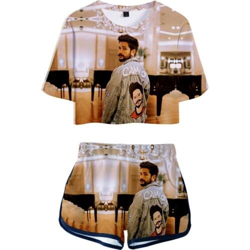 2021 New Camilo Echeverry Women Two Piec Set T Shirts And Shorts Set Summer Short Sleeve O-neck Casual Joggers Biker Shorts Sexy