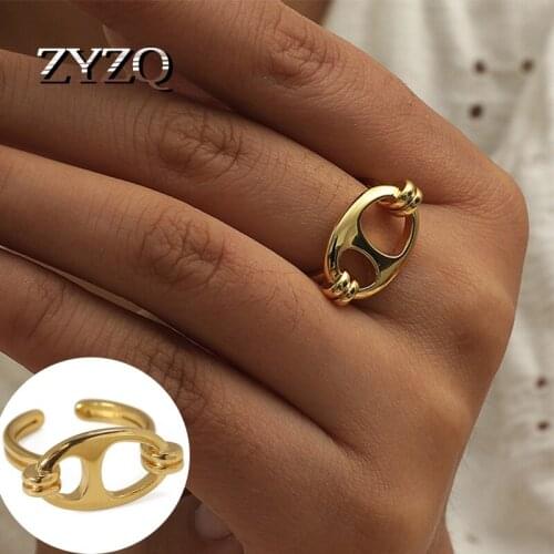 ZYZQ Design Sense Creative Pig Nose Modeling Gold Color Open Rings For Woman New Gothic Fashion Jewelry Party Unusual Ring