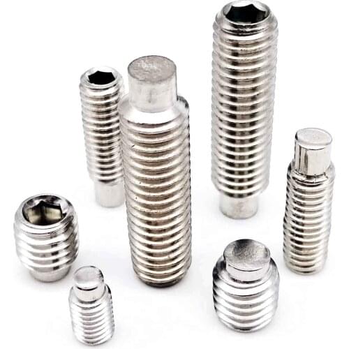 10/50pcs M3 M4 M5 M6 M8 DIN915 304 stainless steel Allen Head Hex Hexagon Socket Set Screw with Dog Point Grub Convex End Bolt