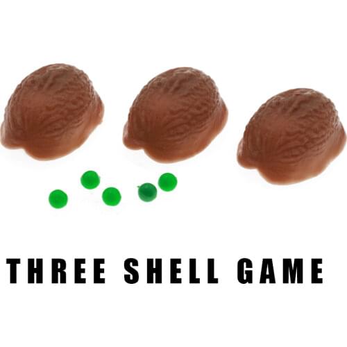 Magic Trick Set Three Shell Game 3 Walnut Shell and 5 Soft Ball Amazing Creative Shell Trick Magic Props Professional