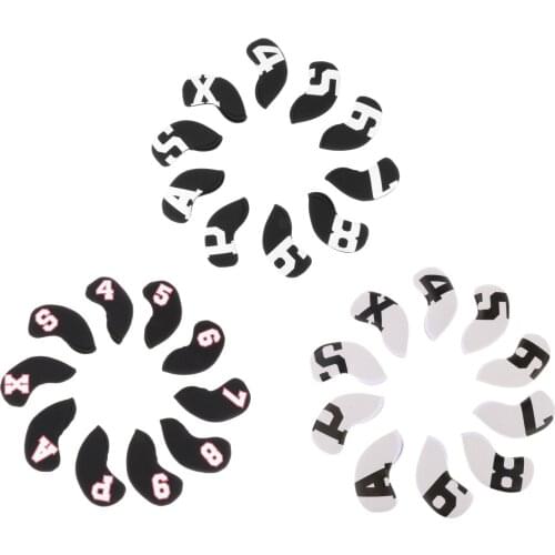 10 Pieces Golf Iron Headcover Head Cover Wedges Printed Number Golfer Protector (4,5,6,7,8,9,A,S,P,X)