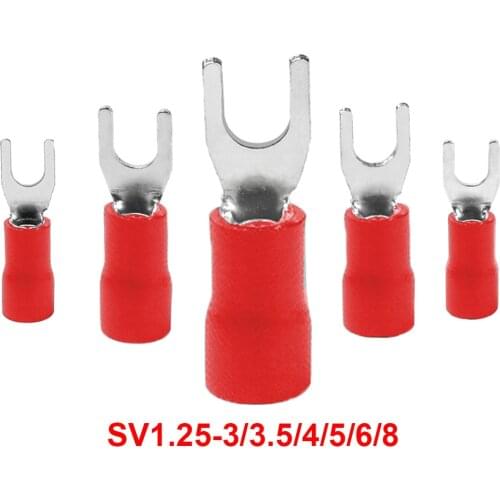 1000PCS SV1.25-3-3.5-4 -5 -6-8Insulated Wiring Terminals Electrical Lug Crimp Terminal 0.5-1.5mm 22-16 A.W.G