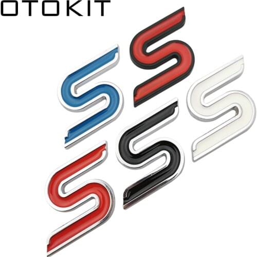 3D Metal S Front Grille Chrome Emblem Badge Car Stickers Decals for Ford Focus Fiesta Ecosport Kuga Mondeo Everest Car Styling