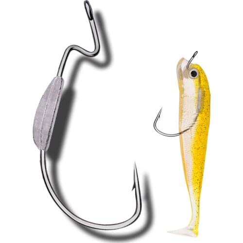 5Pcs Lead Jig Fishing Hooks Sea Carp Fishing Accessories Soft Worm Fish Tackle High Carbon Steel Hook Barbed Tools For Trout