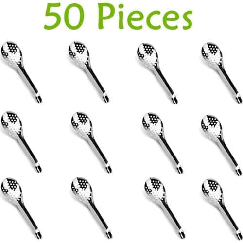 50pcs Stainless Steel Spherification Spoon Molecular Mixologist Slotted Bar Spoons Barware