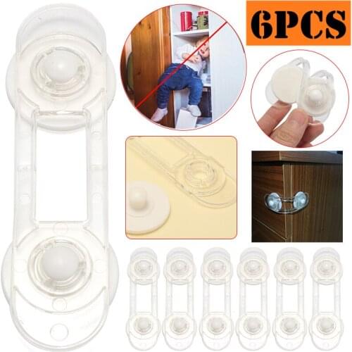 6Pcs Drawer Door Cabinet Cupboard Toilet Safety Locks Baby Kids Safety Care Plastic Locks Infant Baby Protection