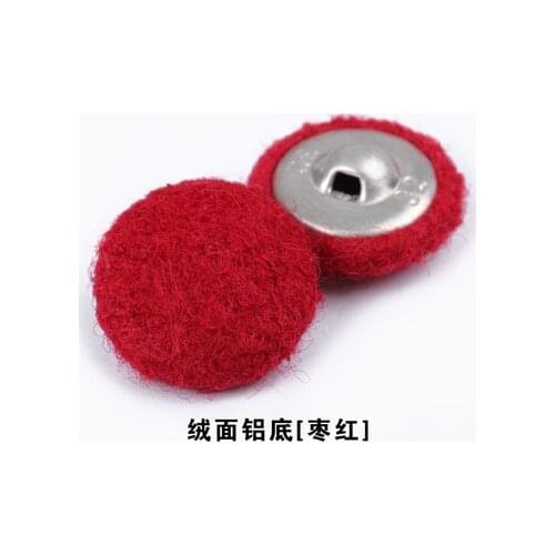 Free shipping 30pcs/lot Bordeaux red suede cover aluminum bottom button coat female cotton cloth covered buttons 15mm-28mm