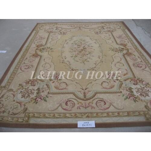 Free shipping 9'x12' Aubusson woolen rugs French Aubusson Carpet hand woven living room carpet