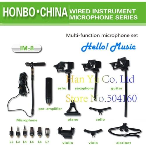 Free Shipping IM-8 Musical Instrument Microphone Set Saxophone Guitar Violin and More